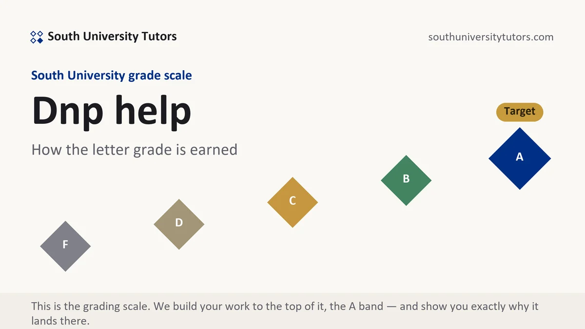 Dnp help at South University, the grading standard every deliverable is built to, from South University Tutors