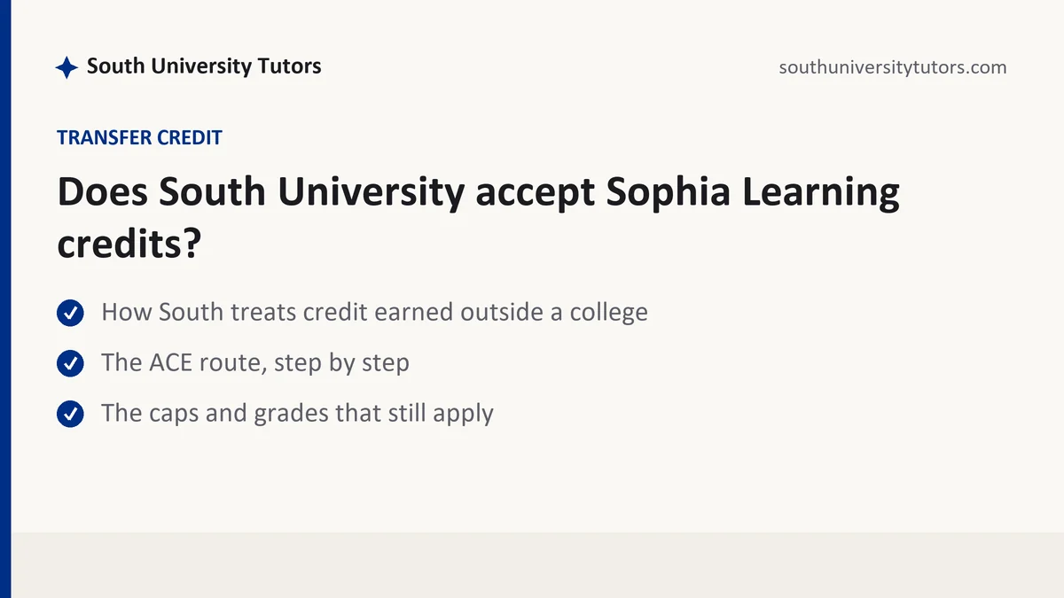 Does South University accept Sophia Learning credits?, a South University student guide, from South University Tutors